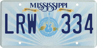 MS license plate LRW334