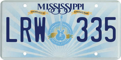MS license plate LRW335