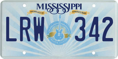 MS license plate LRW342