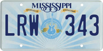 MS license plate LRW343