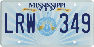 MS license plate LRW349