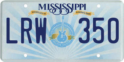 MS license plate LRW350