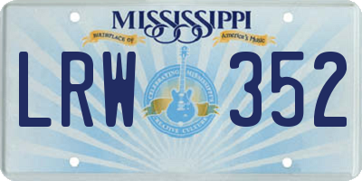MS license plate LRW352