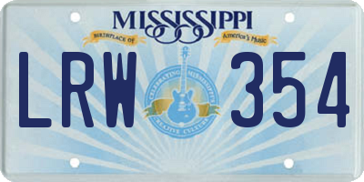 MS license plate LRW354