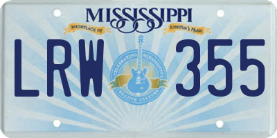 MS license plate LRW355