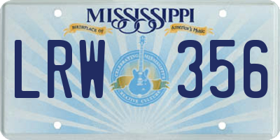 MS license plate LRW356