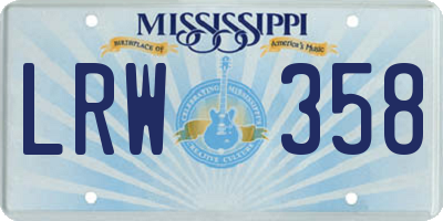 MS license plate LRW358