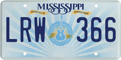 MS license plate LRW366