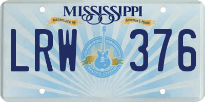 MS license plate LRW376