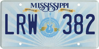 MS license plate LRW382