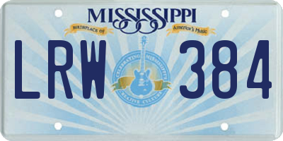 MS license plate LRW384