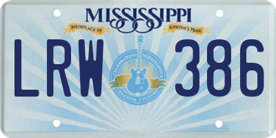 MS license plate LRW386
