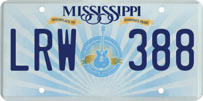 MS license plate LRW388