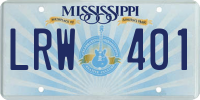 MS license plate LRW401