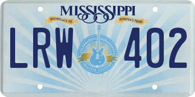 MS license plate LRW402