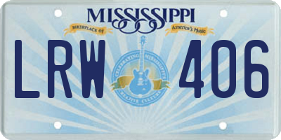 MS license plate LRW406