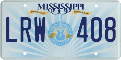 MS license plate LRW408