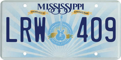MS license plate LRW409