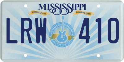 MS license plate LRW410