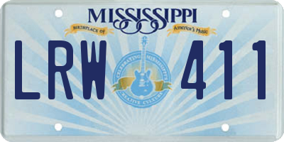 MS license plate LRW411