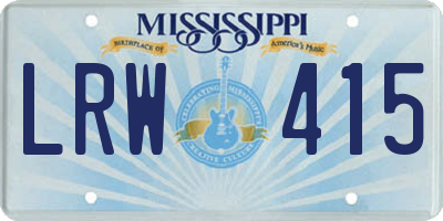 MS license plate LRW415