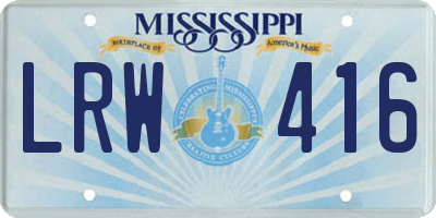 MS license plate LRW416