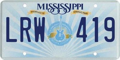 MS license plate LRW419