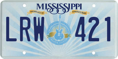 MS license plate LRW421