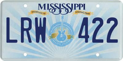 MS license plate LRW422