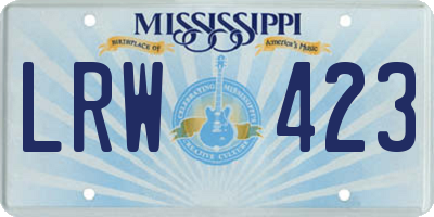 MS license plate LRW423