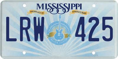 MS license plate LRW425