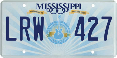 MS license plate LRW427