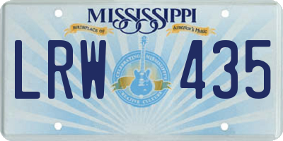MS license plate LRW435