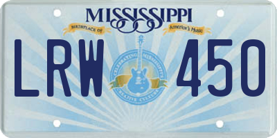 MS license plate LRW450