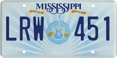 MS license plate LRW451
