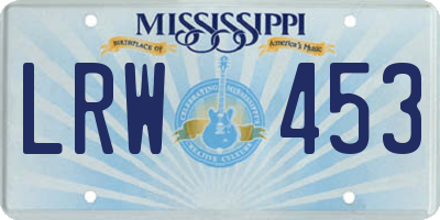 MS license plate LRW453