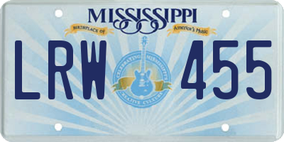 MS license plate LRW455