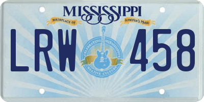 MS license plate LRW458