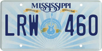 MS license plate LRW460