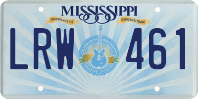 MS license plate LRW461