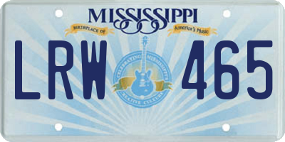 MS license plate LRW465