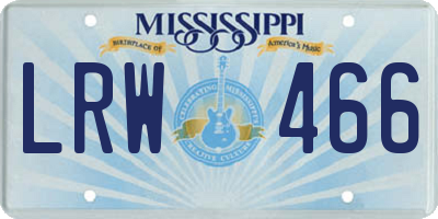 MS license plate LRW466