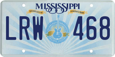 MS license plate LRW468