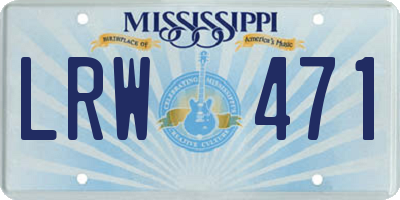 MS license plate LRW471