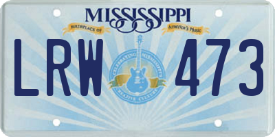MS license plate LRW473