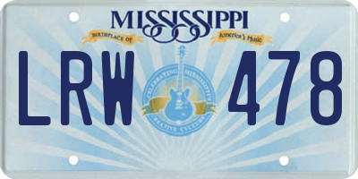 MS license plate LRW478