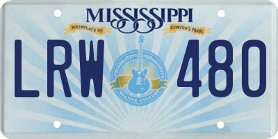 MS license plate LRW480