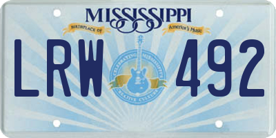 MS license plate LRW492