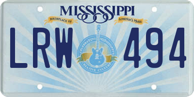 MS license plate LRW494