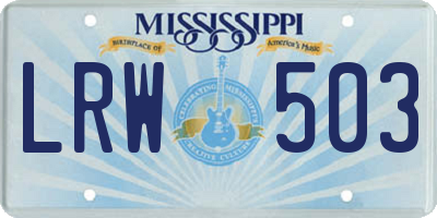 MS license plate LRW503
